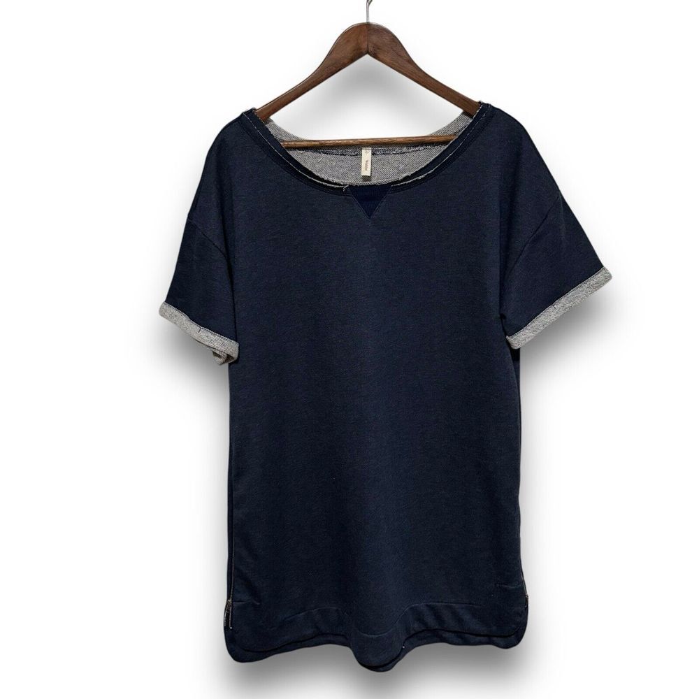 Wishlist Women's Open Scoop Neck Short Sleeve Top Blue Size Large